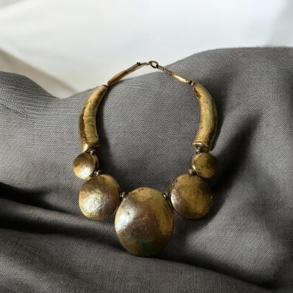Bold Gold Statement Necklace vintage brass boho style